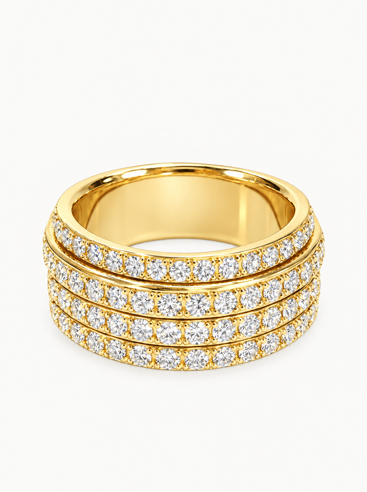 3.00 ctw Eternity Pave Lab-Grown Diamond Multi Layered Band in 14K yellow gold, front view — Bow Tie Lab Diamonds