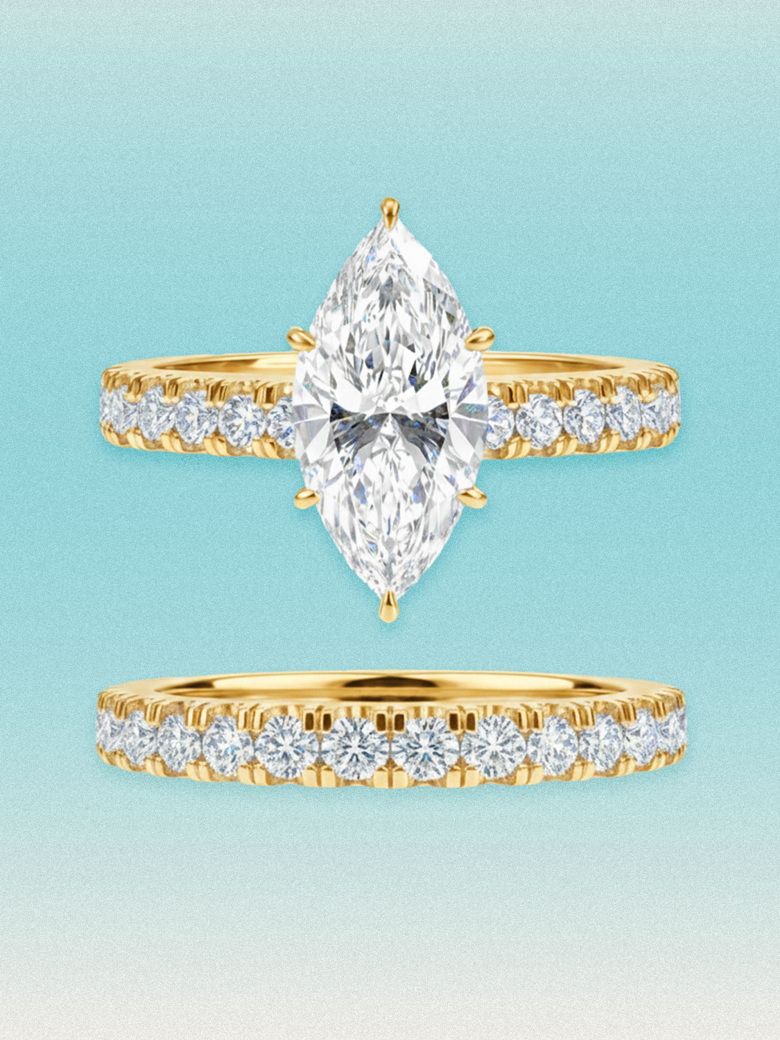 3.00 ctw Marquise Shared Prong Lab Grown Diamond Bridal Set