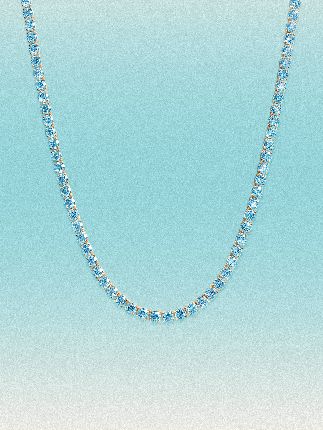 Fancy Blue 3.25mm (15.30-21.20 ctw) Round 4-Prong Lab Grown Diamond Tennis Necklace