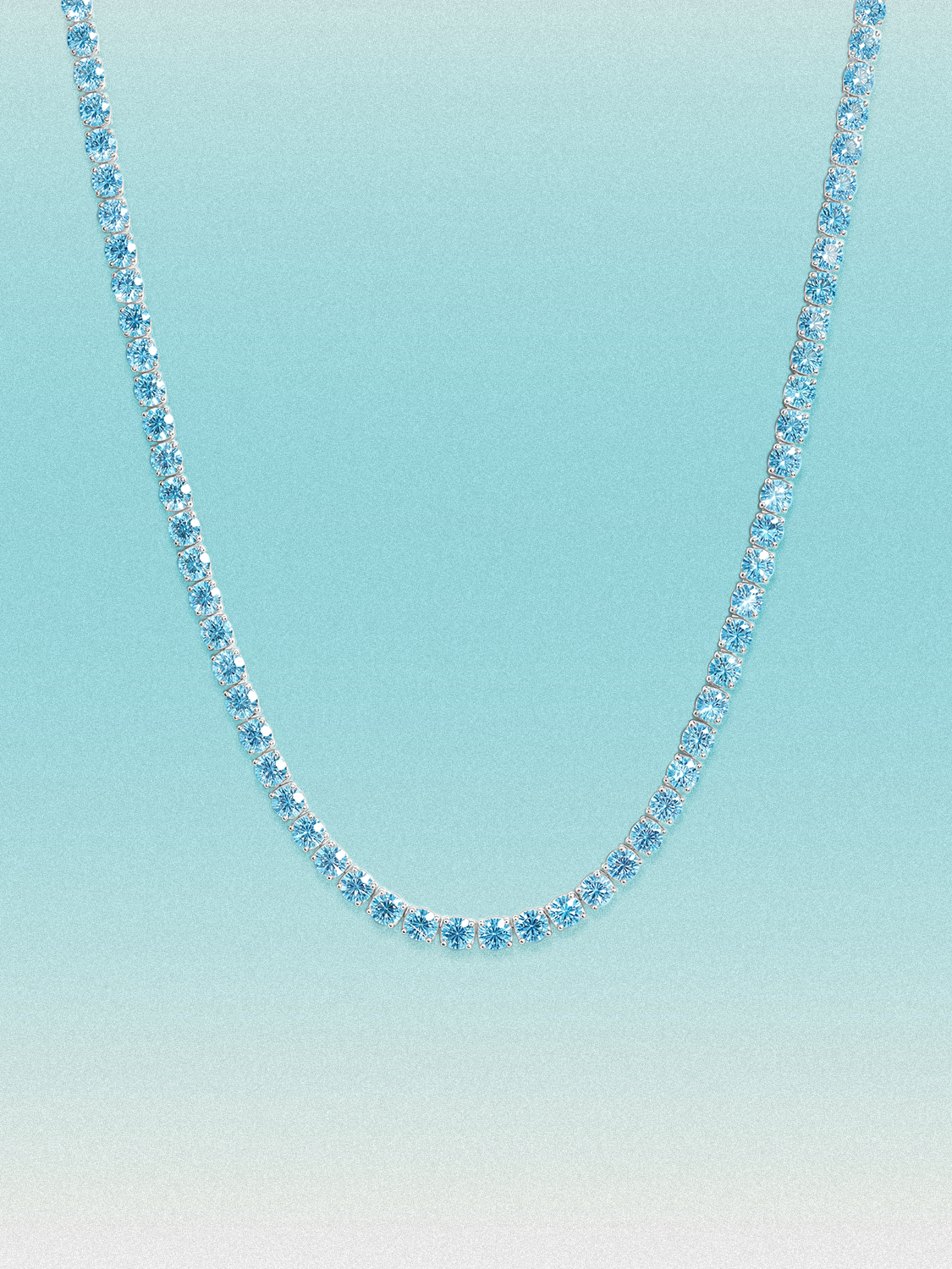 Fancy Blue 3.25mm (15.30-21.20 ctw) Round 4-Prong Lab Grown Diamond Tennis Necklace