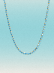 Fancy Blue 3.25mm (15.30-21.20 ctw) Round 4-Prong Lab Grown Diamond Tennis Necklace