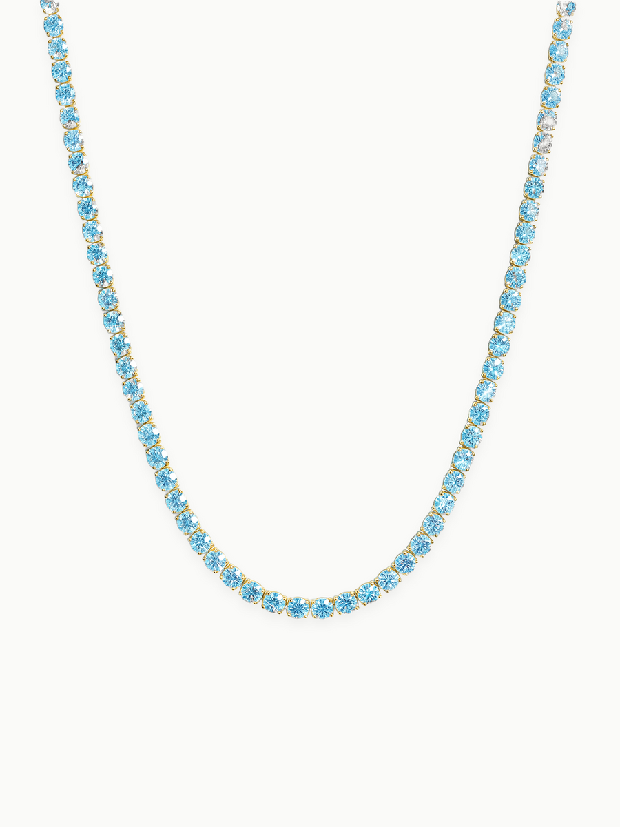 Fancy Blue 3.25mm (15.30-21.20 ctw) Round 4-Prong Lab Grown Diamond Tennis Necklace