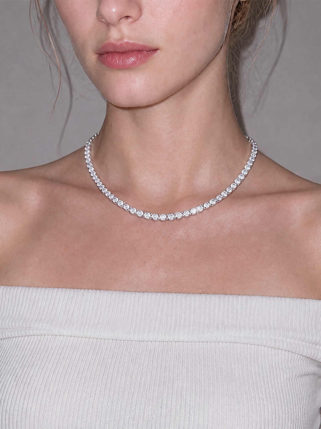 3.25mm (15.30-21.20 ctw) Round 4-Prong Lab Grown Diamond Tennis Necklace