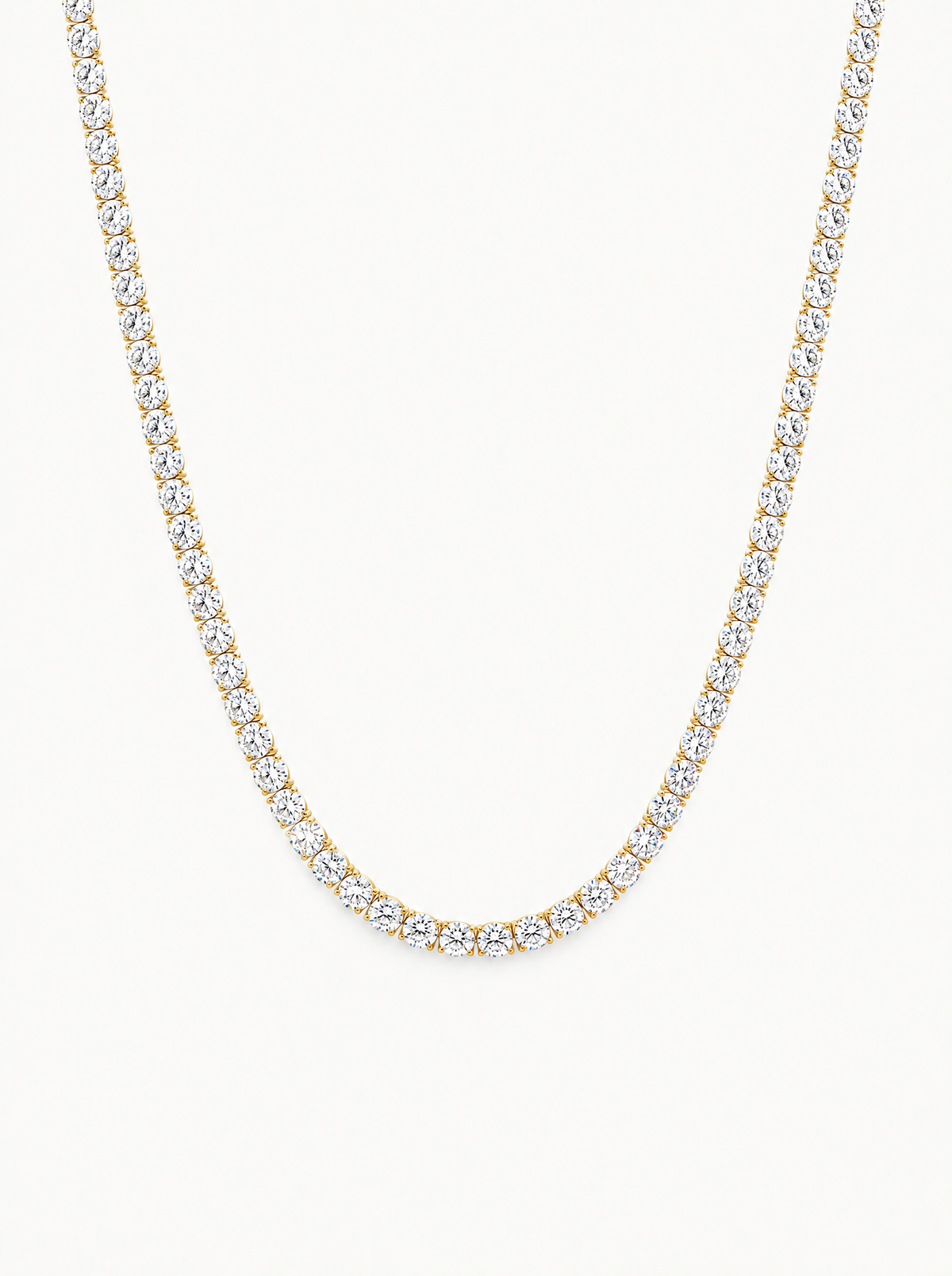 3.25mm (15.30-21.20 ctw) Round 4-Prong Lab-Grown Diamond Tennis Necklace, front view — Bow Tie Lab Diamonds