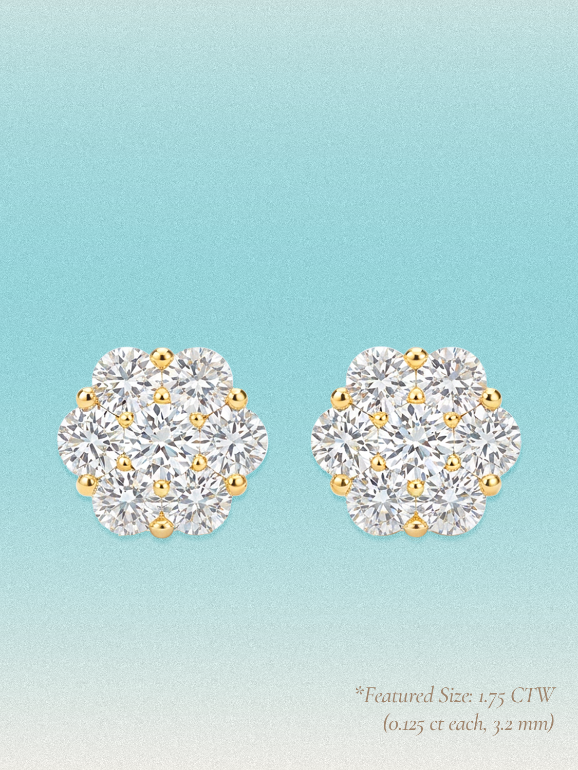 14-Stones Flower Cluster Lab Grown Diamond Stud Earrings