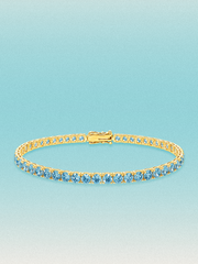Fancy Blue 3.4mm (7.20 ctw) Round 4-Prong Lab Grown Diamond Tennis Bracelet