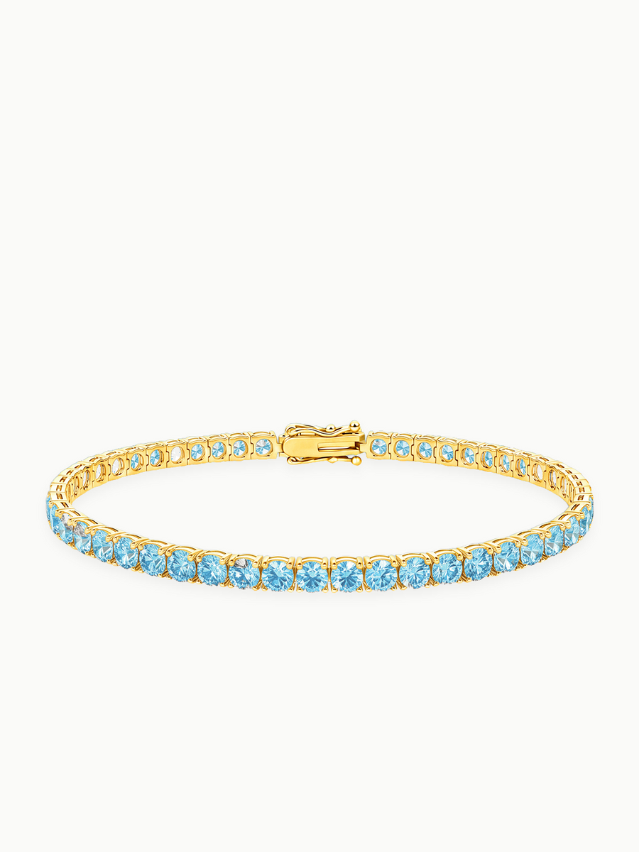 Fancy Blue 3.4mm (7.20 ctw) Round 4-Prong Lab Grown Diamond Tennis Bracelet