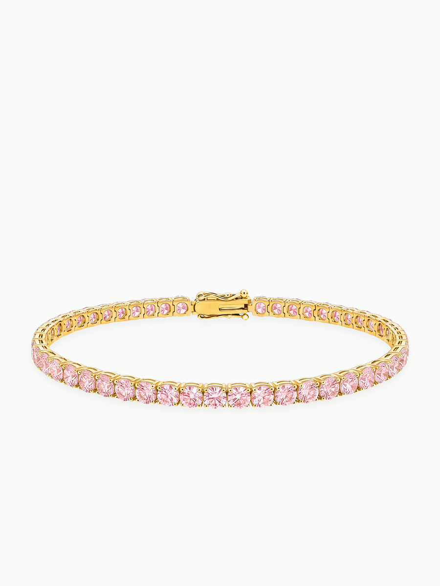 Fancy Pink 3.4mm (7.20 ctw) Round 4-Prong Lab Grown Diamond Tennis Bracelet