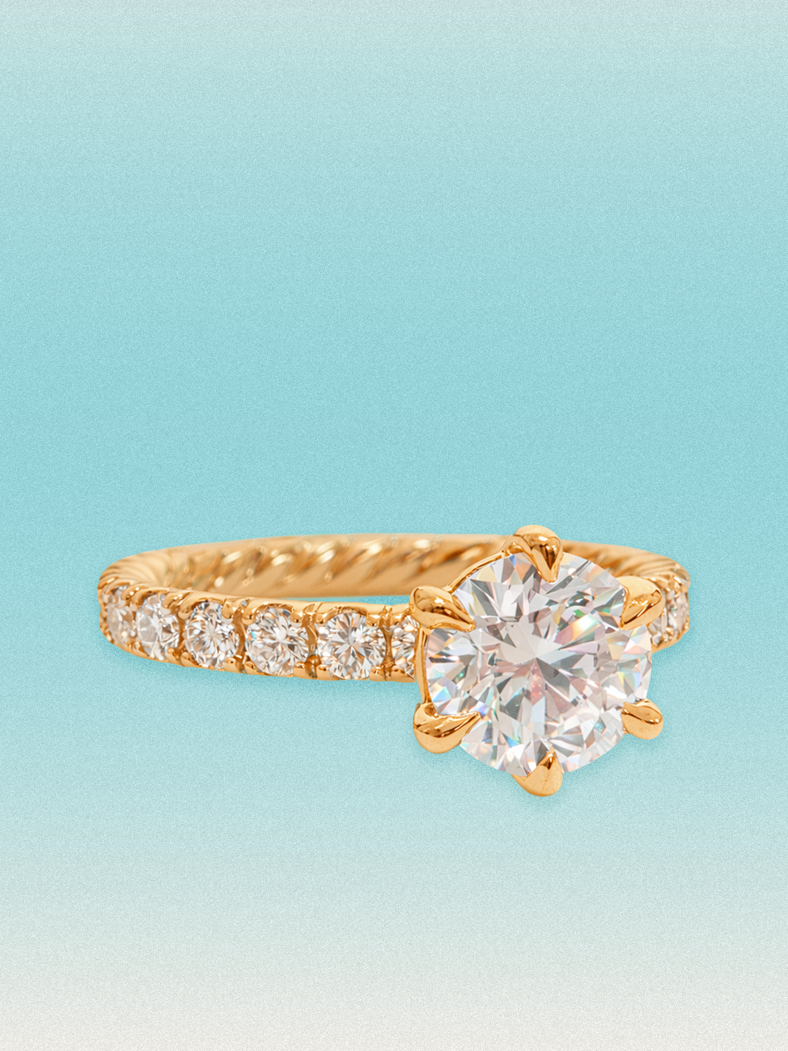 3.50 ctw Round Pave Rope Lab Grown Diamond Engagement Ring