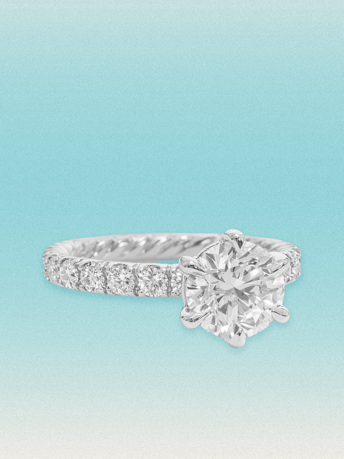 3.50 ctw Round Pave Rope Lab Grown Diamond Engagement Ring