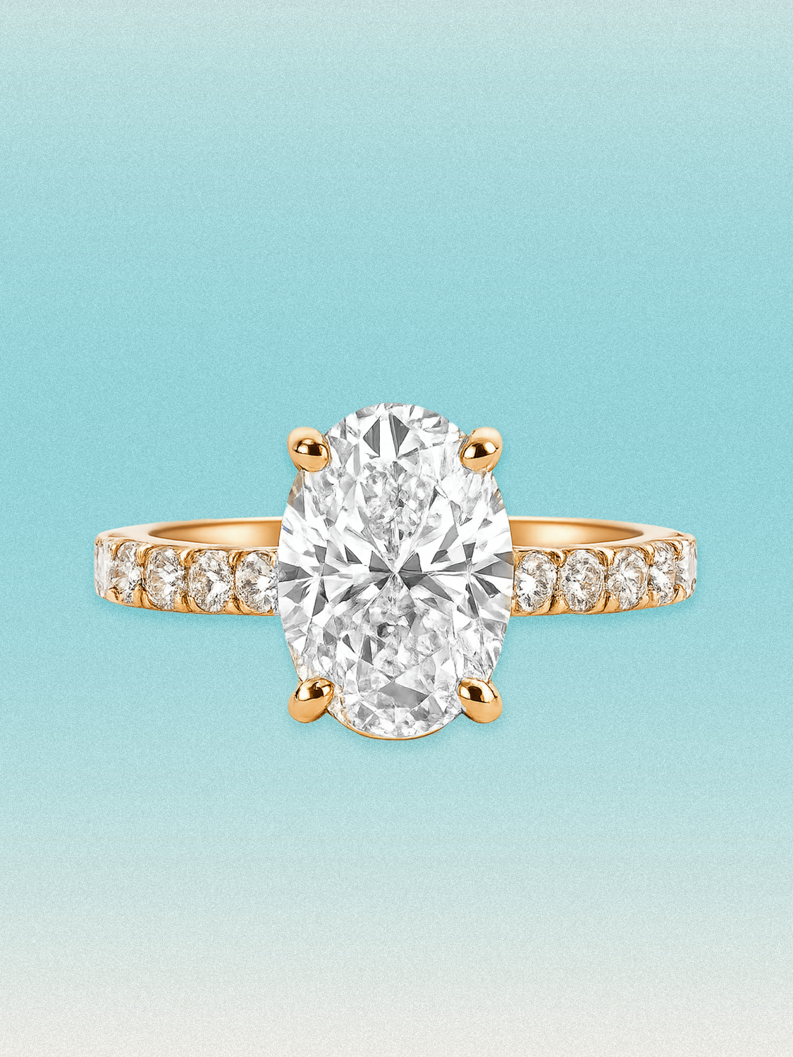 3.50 ctw Oval Pave Lab Grown Diamond Engagement Ring