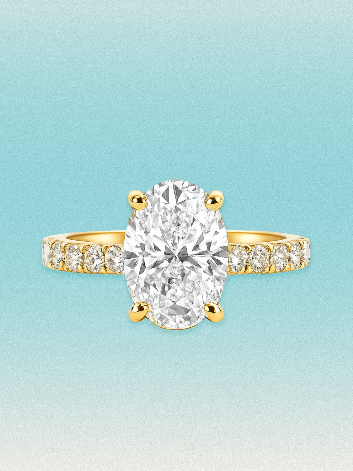 3.50 ctw Oval Pave Lab Grown Diamond Engagement Ring