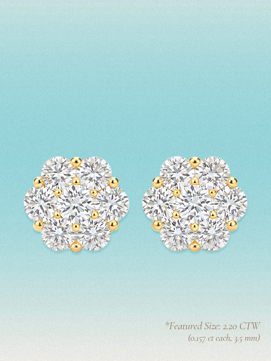 14-Stones Flower Cluster Lab Grown Diamond Stud Earrings