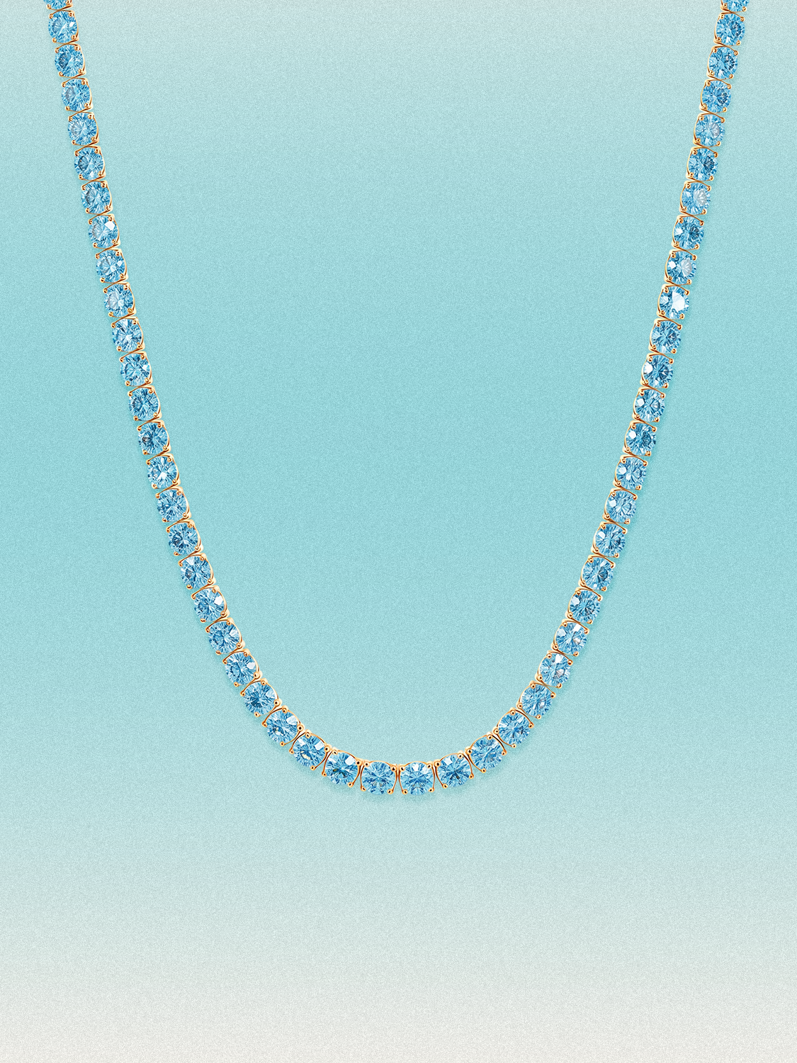 Fancy Blue 3.5mm (18.00-25.00 ctw) Round 4-Prong Lab Grown Diamond Tennis Necklace