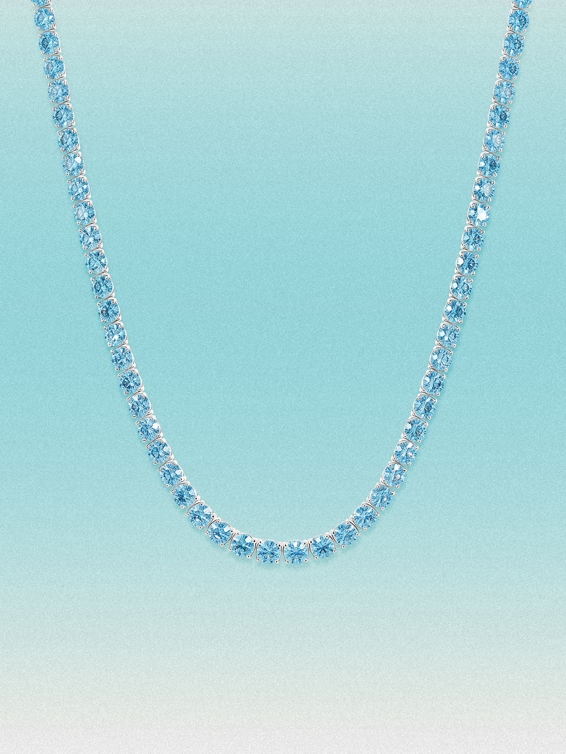 Fancy Blue 3.5mm (18.00-25.00 ctw) Round 4-Prong Lab Grown Diamond Tennis Necklace