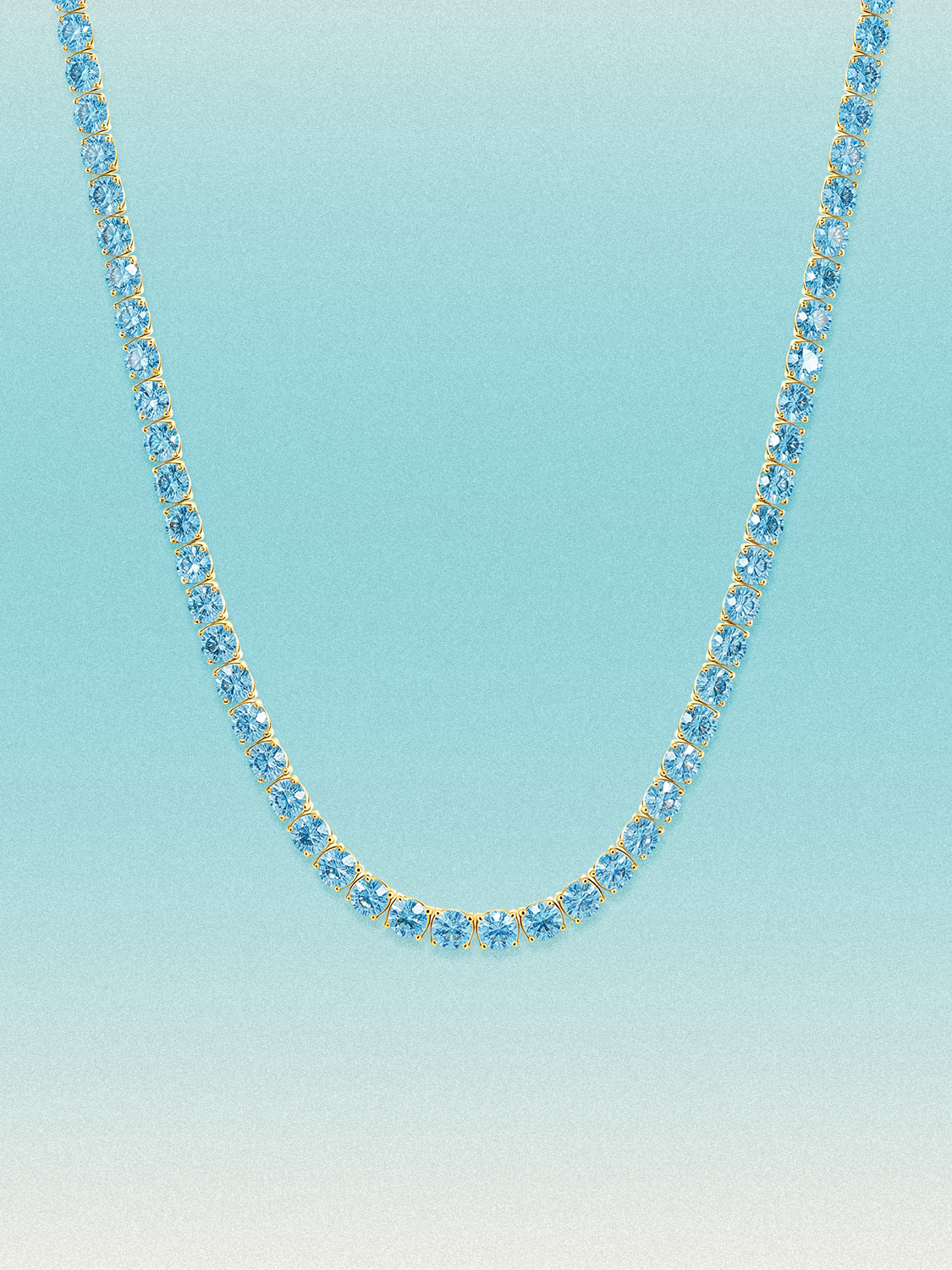 Fancy Blue 3.5mm (18.00-25.00 ctw) Round 4-Prong Lab Grown Diamond Tennis Necklace