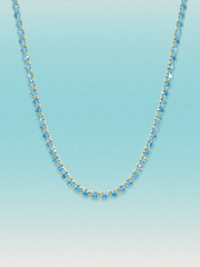 Fancy Blue 3.5mm (18.00-25.00 ctw) Round 4-Prong Lab Grown Diamond Tennis Necklace