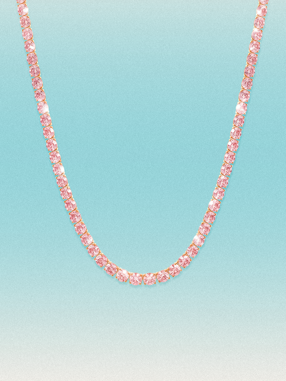 Fancy Pink 3.5mm (18.00-25.00 ctw) Round 4-Prong Lab Grown Diamond Tennis Necklace