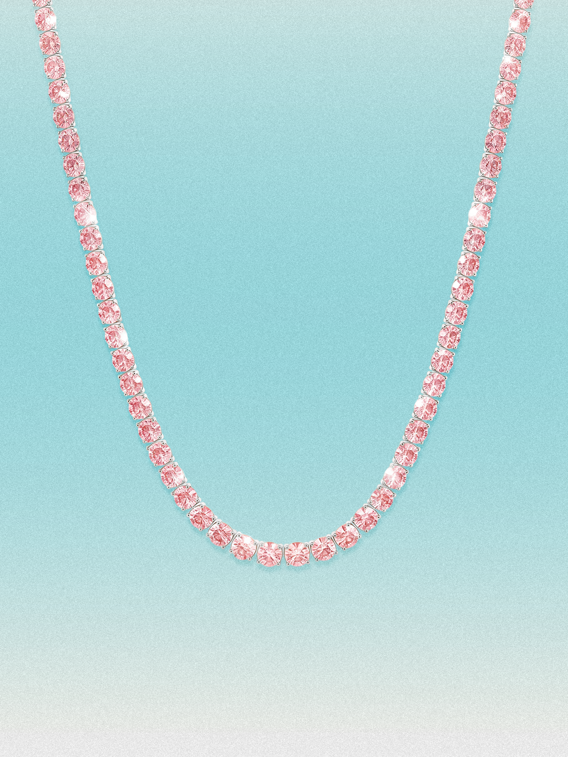 Fancy Pink 3.5mm (18.00-25.00 ctw) Round 4-Prong Lab Grown Diamond Tennis Necklace