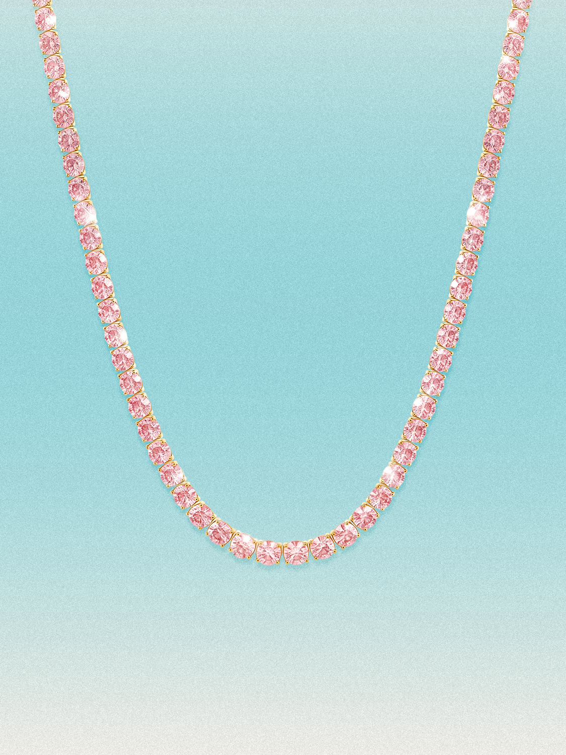 Fancy Pink 3.5mm (18.00-25.00 ctw) Round 4-Prong Lab Grown Diamond Tennis Necklace