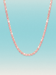 Fancy Pink 3.5mm (18.00-25.00 ctw) Round 4-Prong Lab Grown Diamond Tennis Necklace
