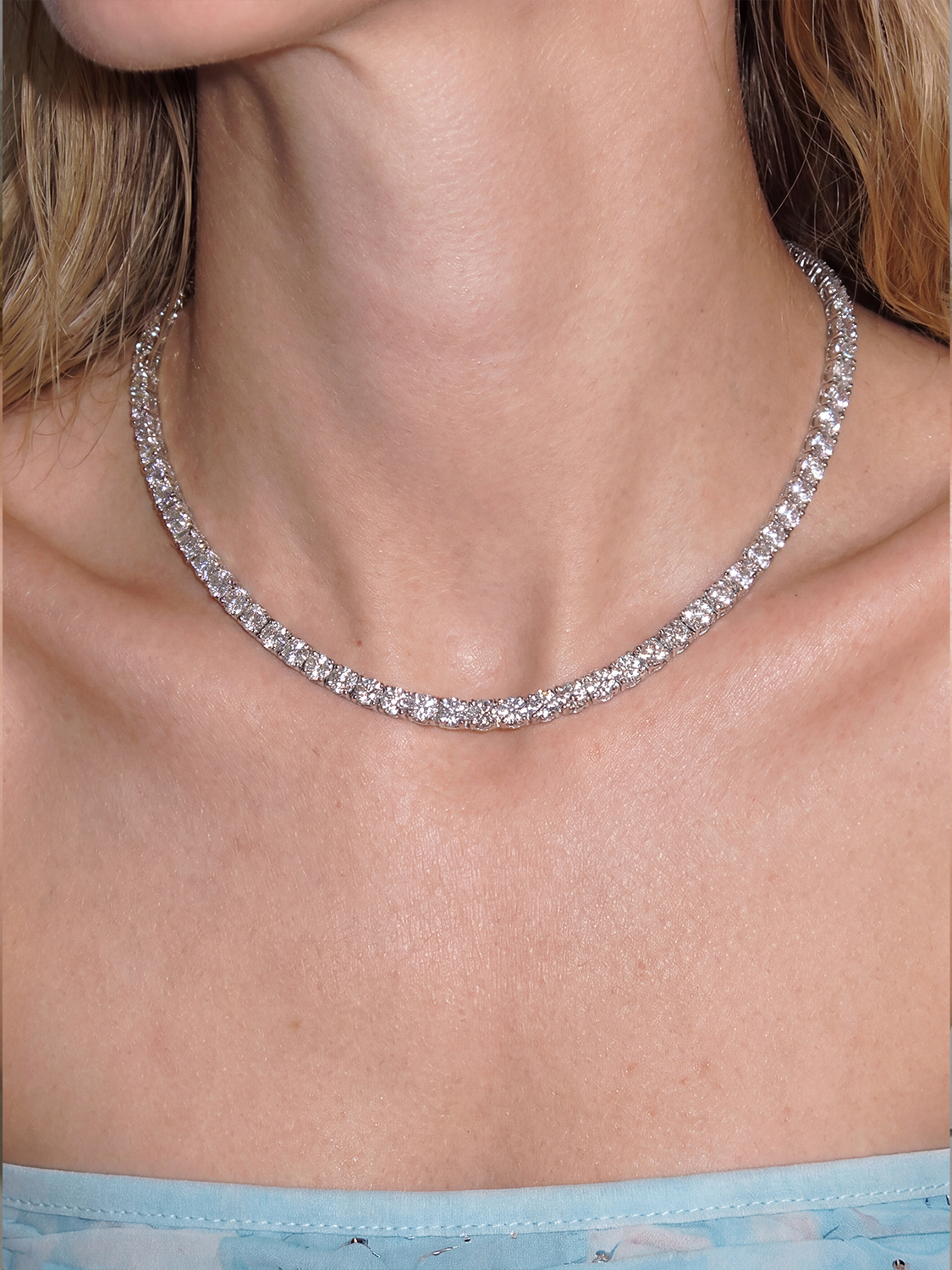 3.5mm (18.00-25.00 ctw) Round 4-Prong Lab Grown Diamond Tennis Necklace