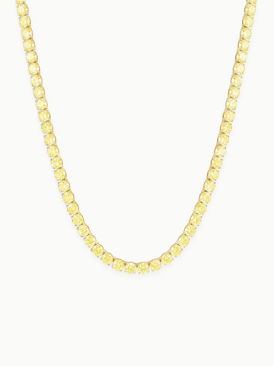 Fancy Yellow 3.5mm (18.00-25.00 ctw) Round 4-Prong Lab Grown Diamond Tennis Necklace