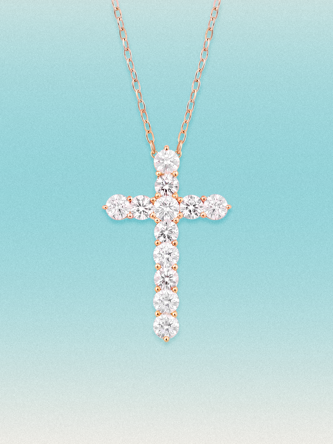 3.60 ctw 12-Stones Cross Round Lab Grown Diamond Pendant Necklace