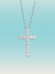 3.60 ctw Cross Round Lab Grown Diamond Pendant Necklace