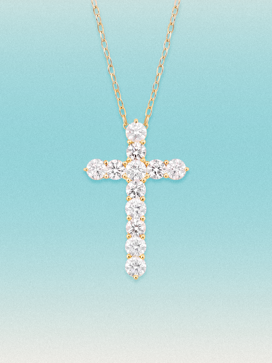 3.60 ctw 12-Stones Cross Round Lab Grown Diamond Pendant Necklace