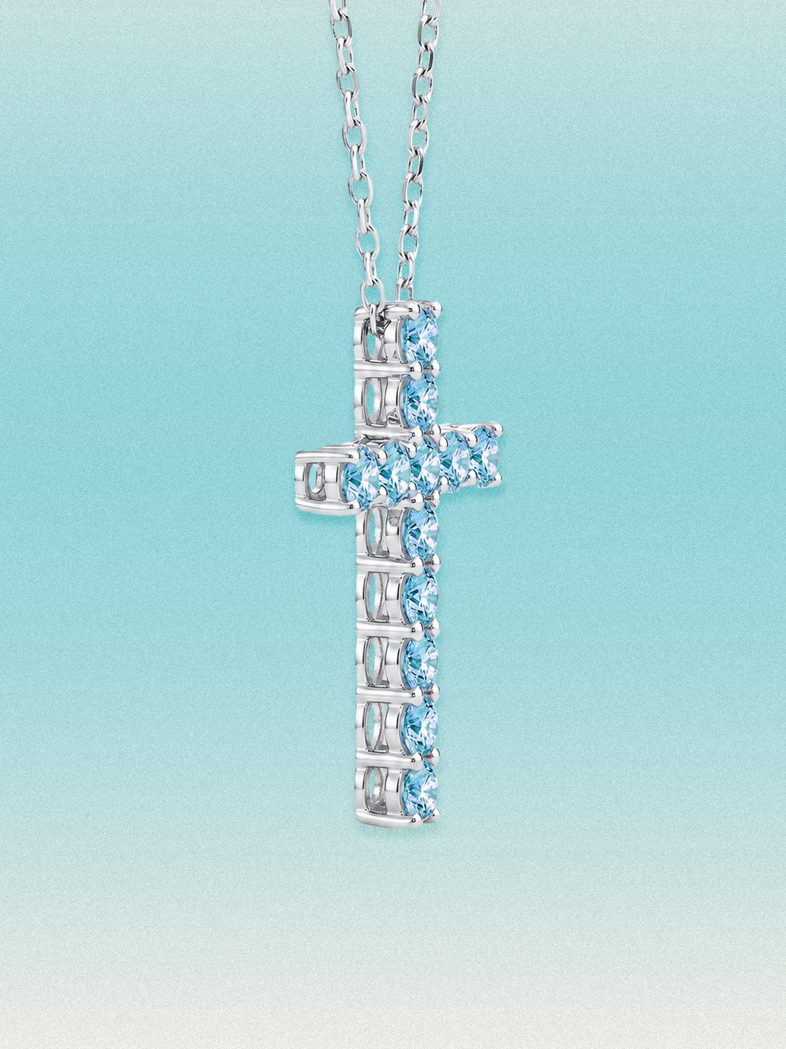 3.60 ctw Fancy Blue Cross Round Lab Grown Diamond Pendant Necklace