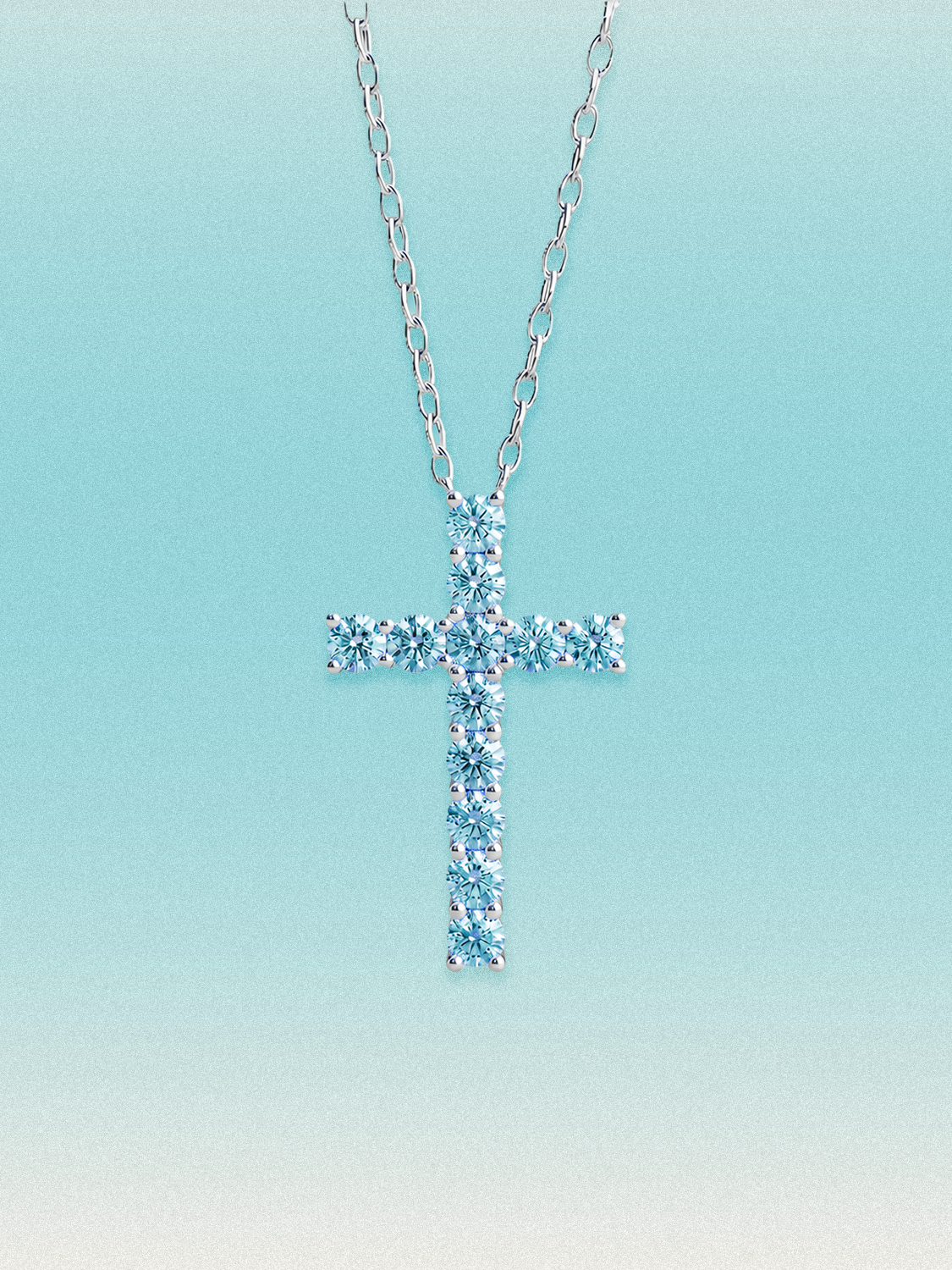 3.60 ctw Fancy Blue Cross Round Lab Grown Diamond Pendant Necklace