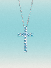 3.60 ctw Fancy Blue Cross Round Lab Grown Diamond Pendant Necklace