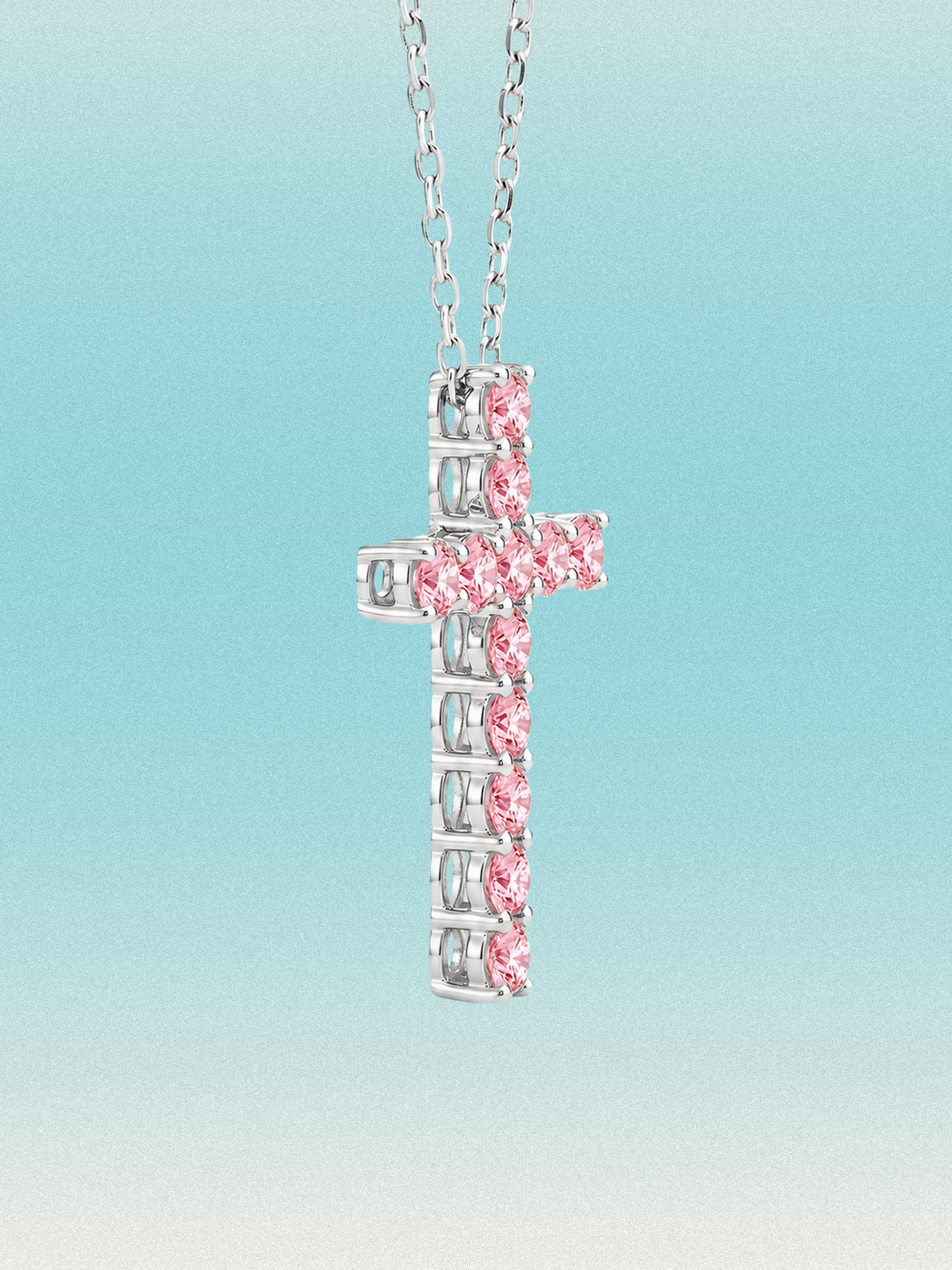 3.60 ctw Fancy Pink Cross Round Lab Grown Diamond Pendant Necklace