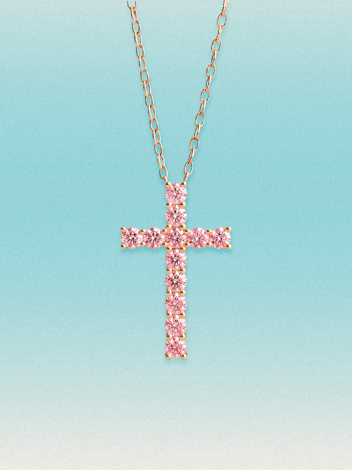 3.60 ctw Fancy Pink Cross Round Lab Grown Diamond Pendant Necklace