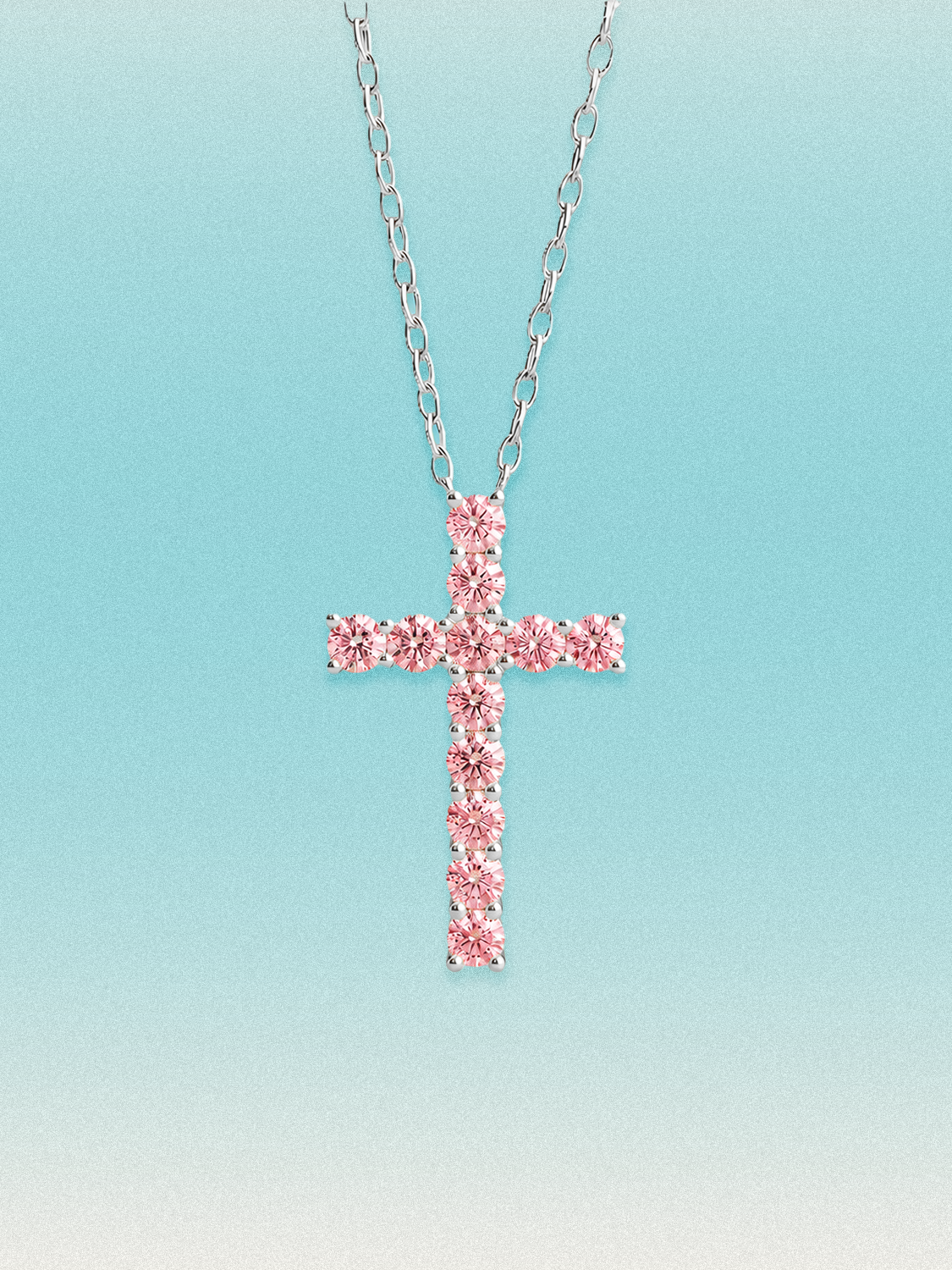 3.60 ctw Fancy Pink Cross Round Lab Grown Diamond Pendant Necklace
