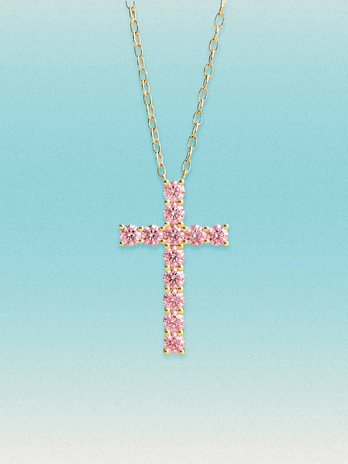 3.60 ctw Fancy Pink Cross Round Lab Grown Diamond Pendant Necklace