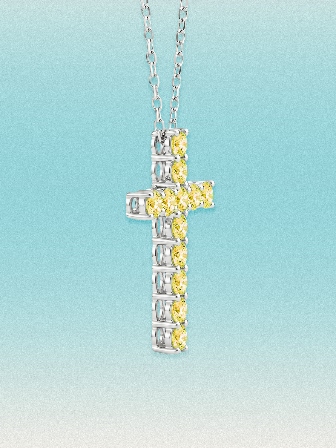 3.60 ctw Fancy Yellow Cross Round Lab Grown Diamond Pendant Necklace