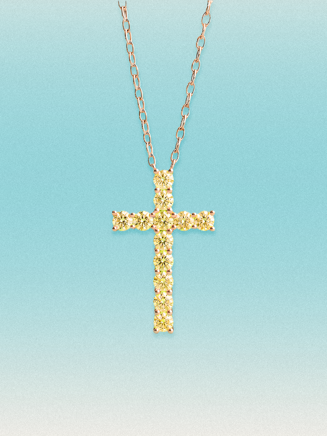3.60 ctw Fancy Yellow Cross Round Lab Grown Diamond Pendant Necklace