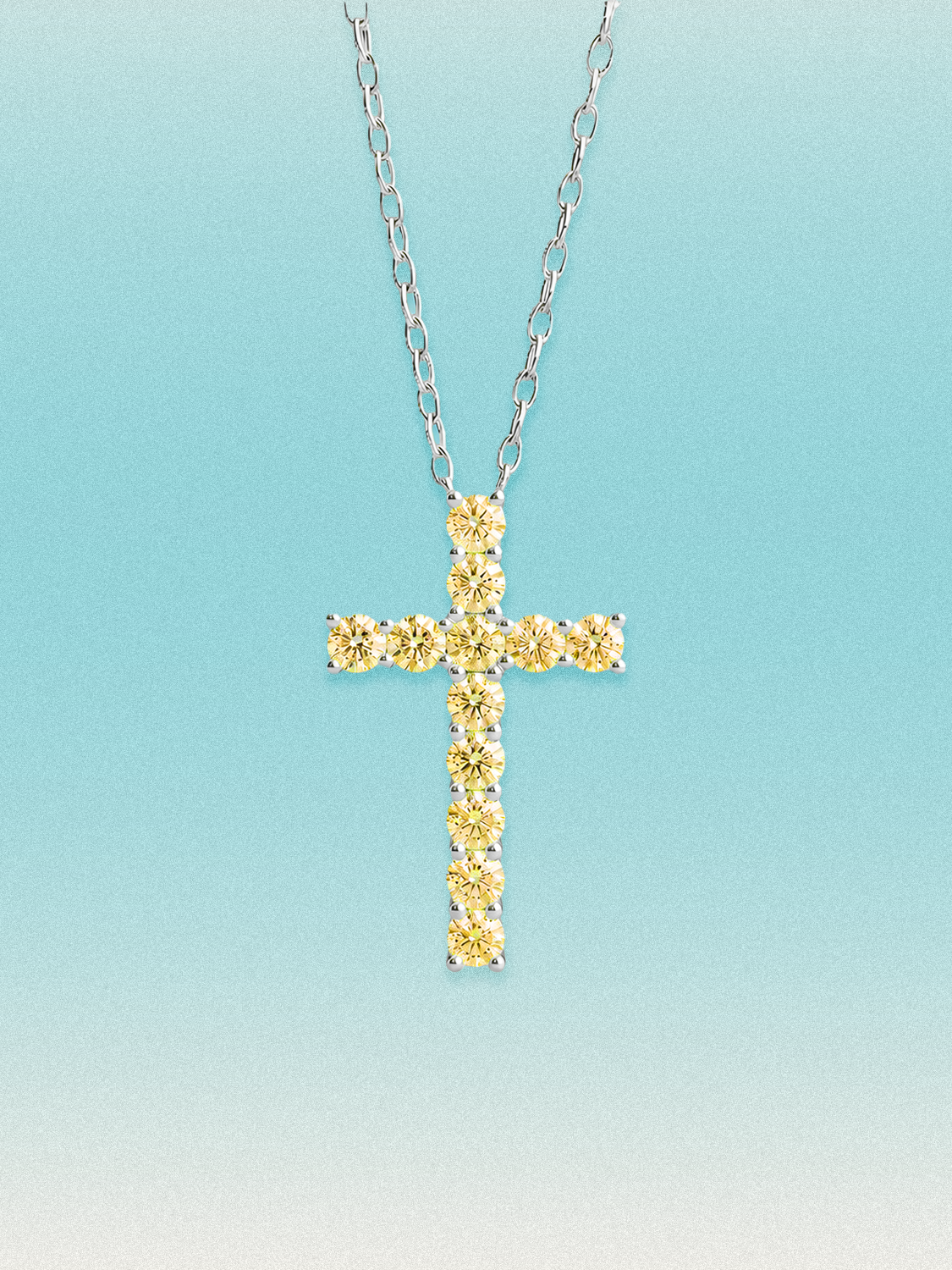 3.60 ctw Fancy Yellow Cross Round Lab Grown Diamond Pendant Necklace