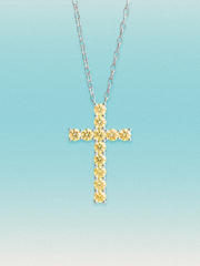 3.60 ctw Fancy Yellow Cross Round Lab Grown Diamond Pendant Necklace
