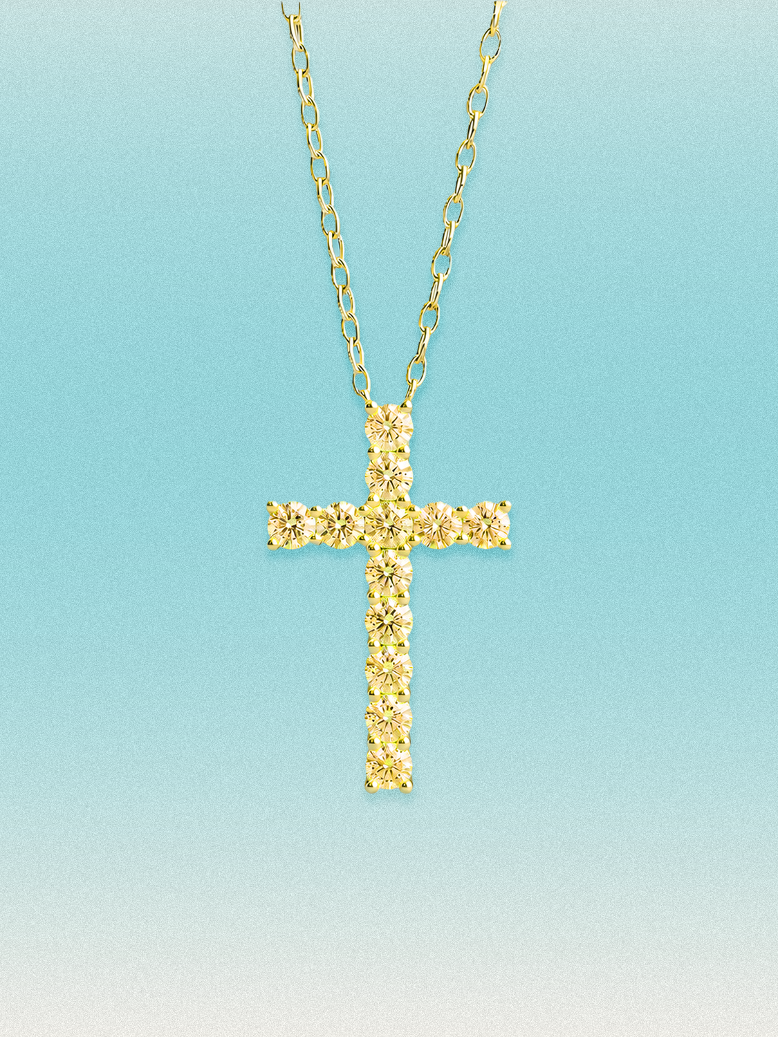 3.60 ctw Fancy Yellow Cross Round Lab Grown Diamond Pendant Necklace