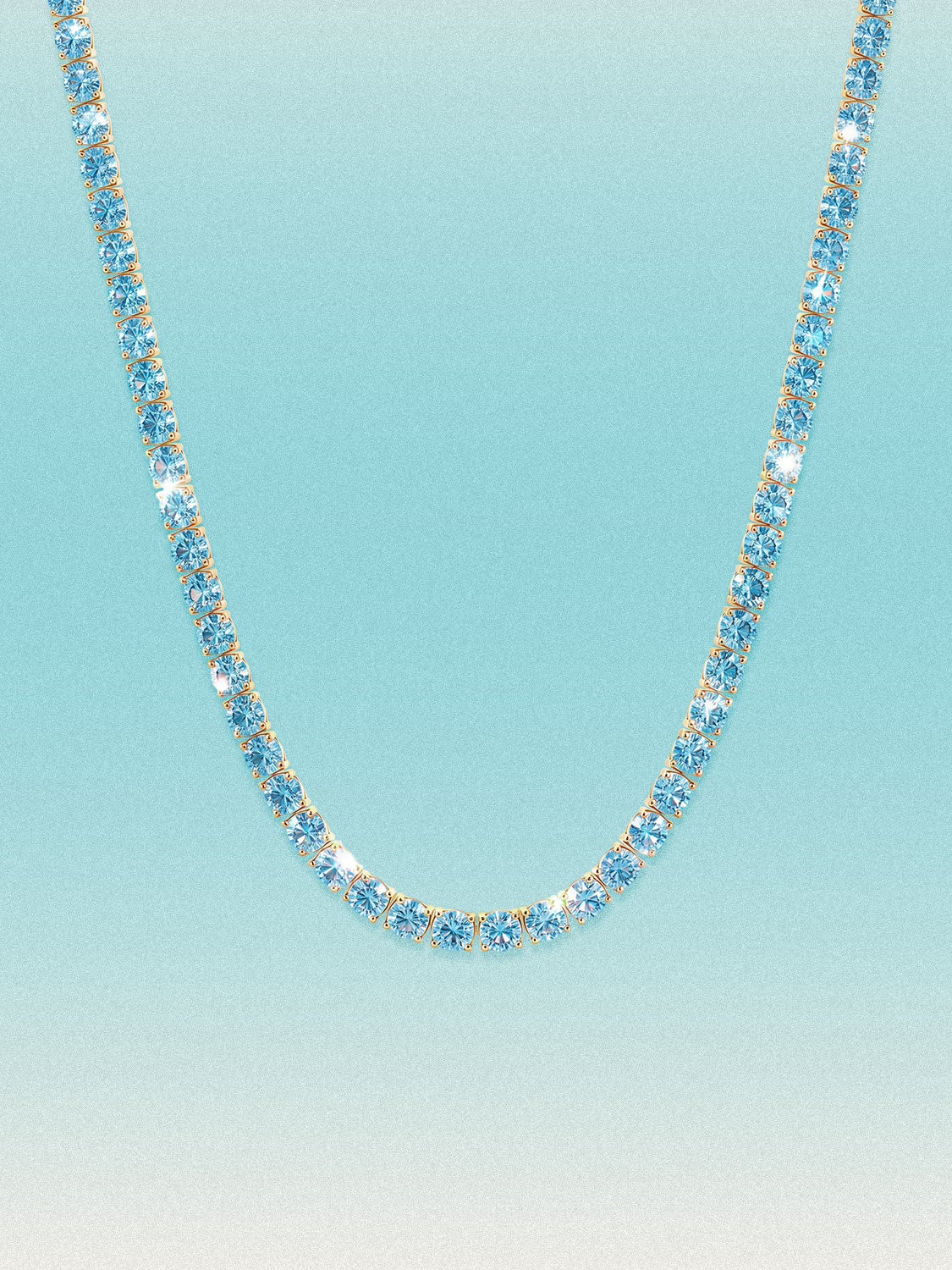 Fancy Blue 3.75mm (20.50-28.50 ctw) Round 4-Prong Lab Grown Diamond Tennis Necklace