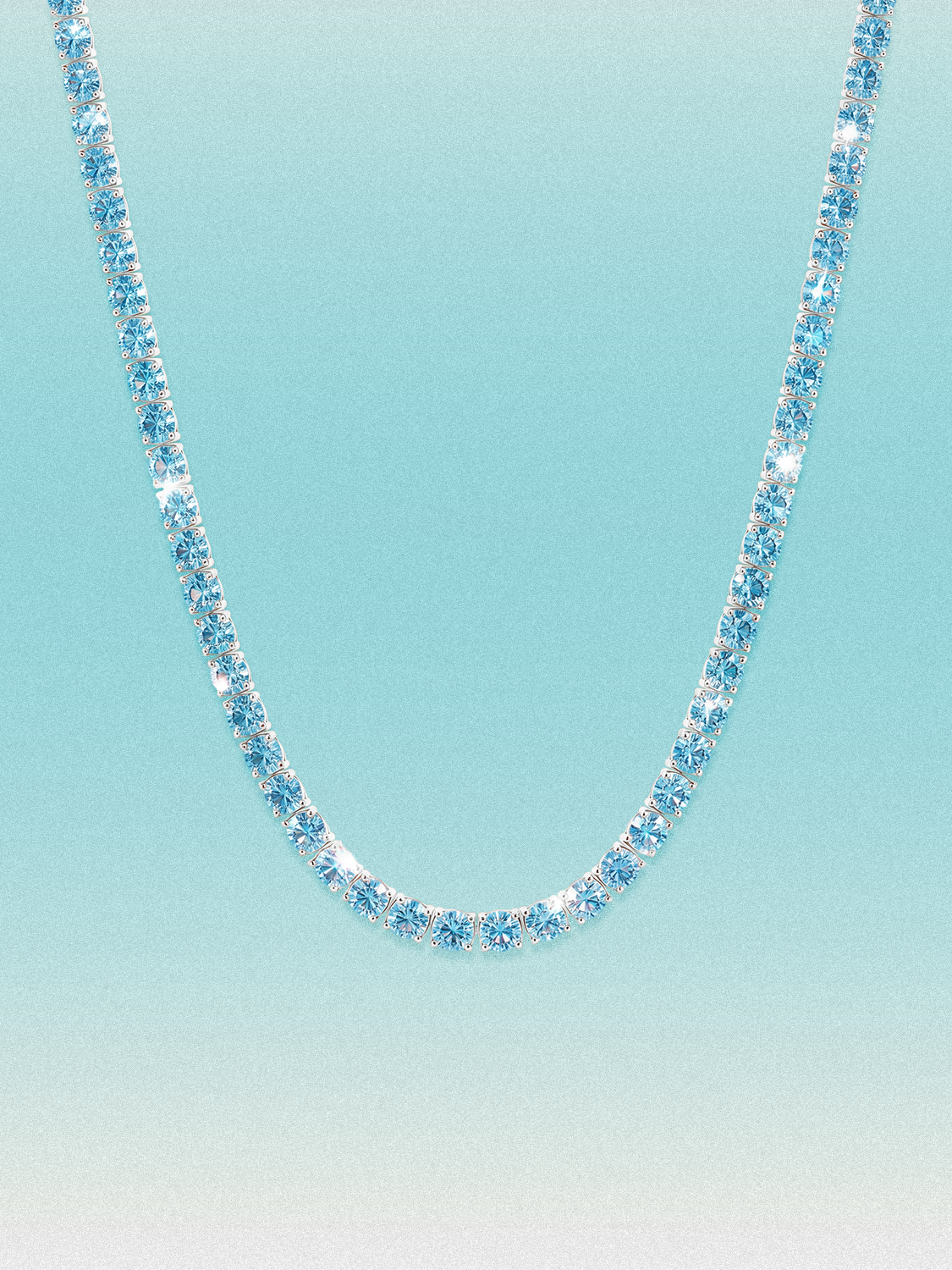 Fancy Blue 3.75mm (20.50-28.50 ctw) Round 4-Prong Lab Grown Diamond Tennis Necklace