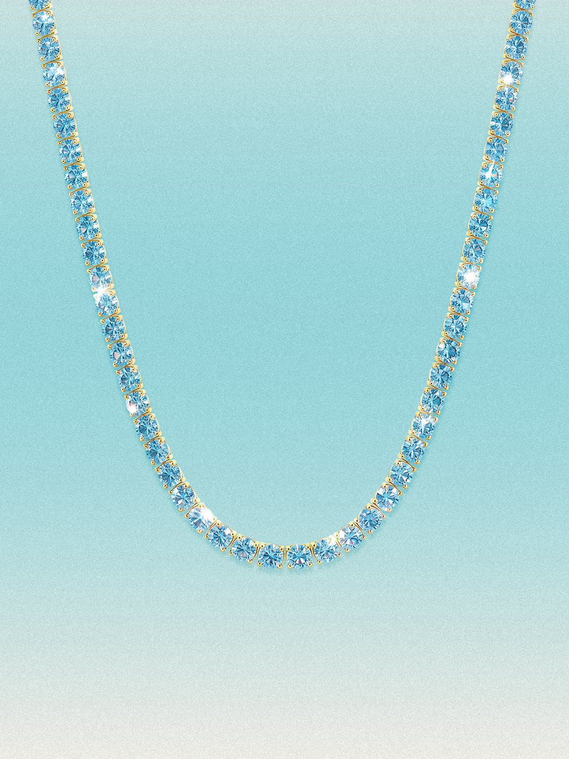 Fancy Blue 3.75mm (20.50-28.50 ctw) Round 4-Prong Lab Grown Diamond Tennis Necklace