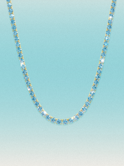 Fancy Blue 3.75mm (20.50-28.50 ctw) Round 4-Prong Lab Grown Diamond Tennis Necklace