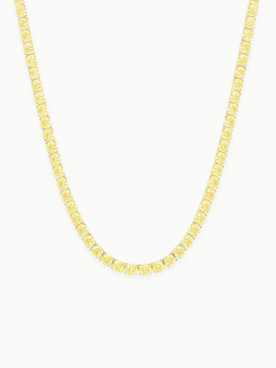Fancy Yellow 3.75mm (20.50-28.50 ctw) Round 4-Prong Lab Grown Diamond Tennis Necklace