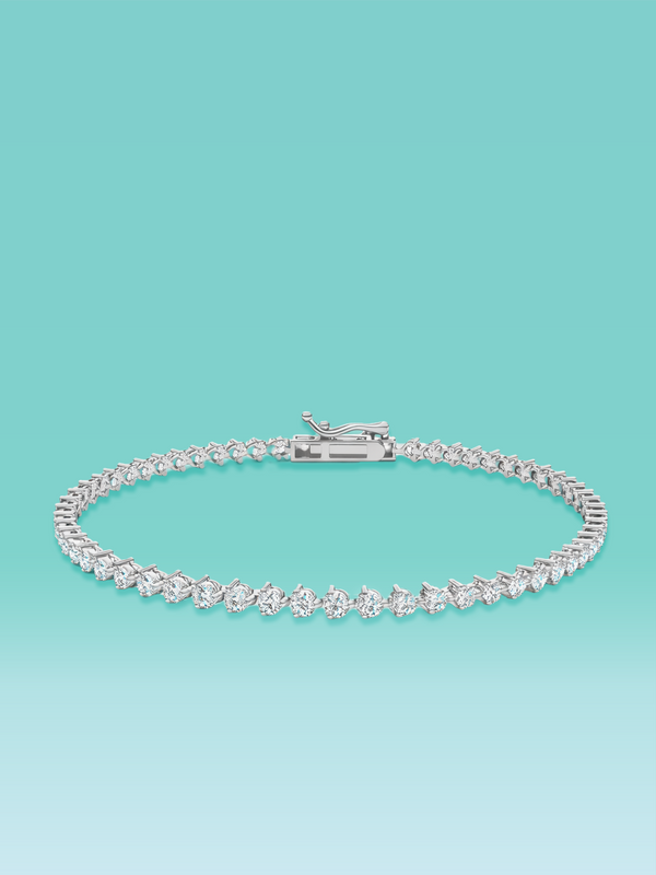 3 Prong Lab Diamond Tennis Bracelet 14K (7inch / 2.5ct total)