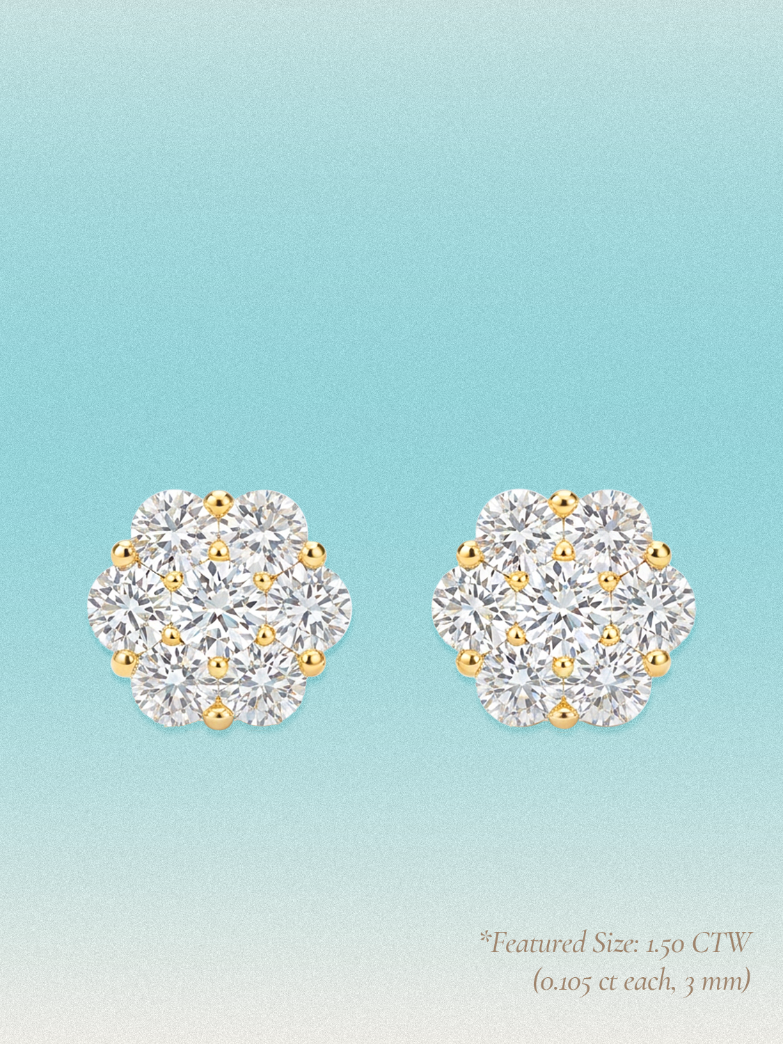14-Stones Flower Cluster Lab Grown Diamond Stud Earrings
