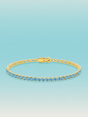 Fancy Blue 3mm (5.50 ctw) Round 4-Prong Lab Grown Diamond Tennis Bracelet